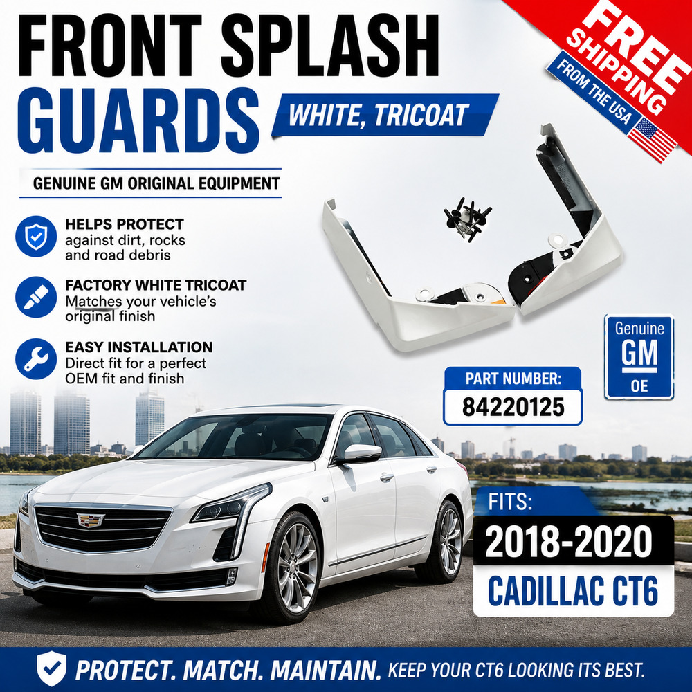 Front Splash Guards White, Tricoat 2018-2020 Cadillac CT6 GM# 84220125